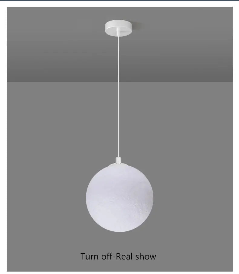 White spherical pendant light with frosted glass shade minimalist nordic led moon design for dining room kitchen decor
