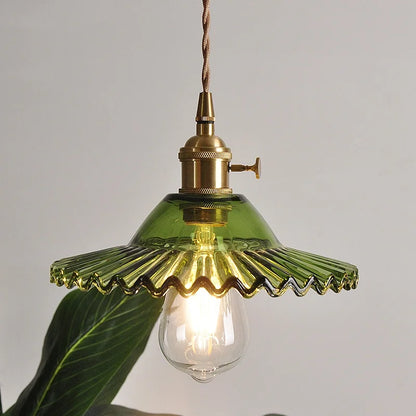 Nordic LED Pendant Light Green Glass Hanging Fixture