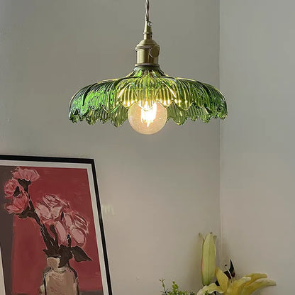 Nordic LED Pendant Light Green Glass Hanging Fixture
