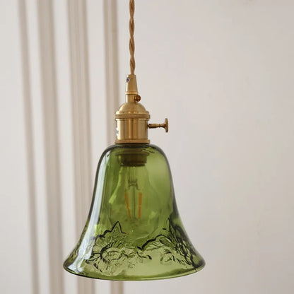 Nordic LED Pendant Light Green Glass Hanging Fixture