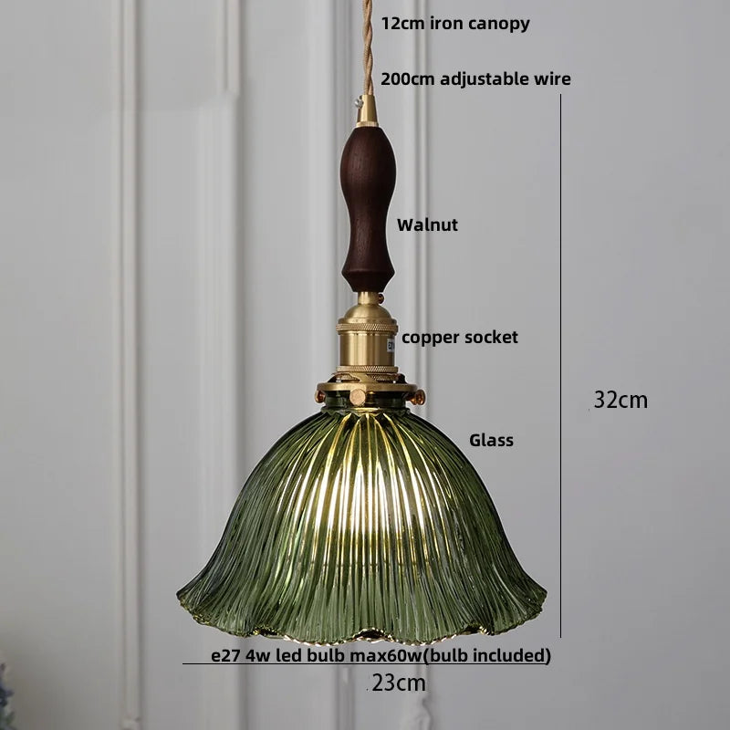 Nordic LED Pendant Light Green Glass Hanging Fixture - 4W(max60w) / Green 12 / CHINA