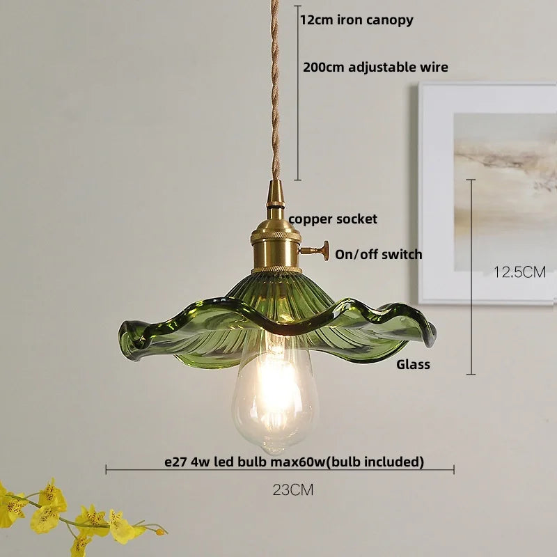 Nordic LED Pendant Light Green Glass Hanging Fixture - 4W(max60w) / Green 3 / CHINA