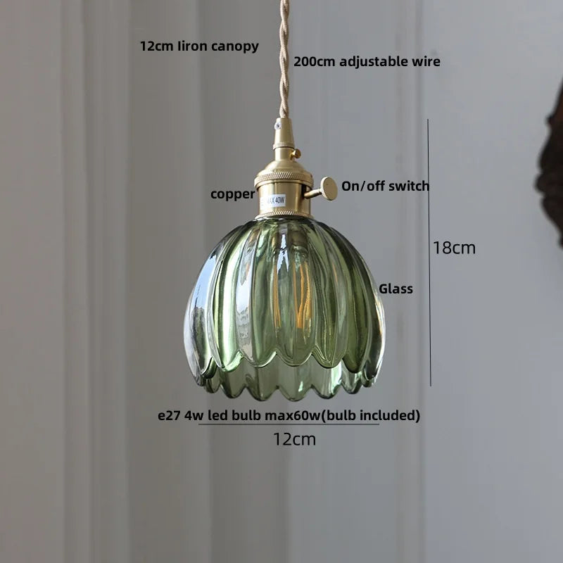 Nordic LED Pendant Light Green Glass Hanging Fixture - 4W(max60w) / Green / CHINA