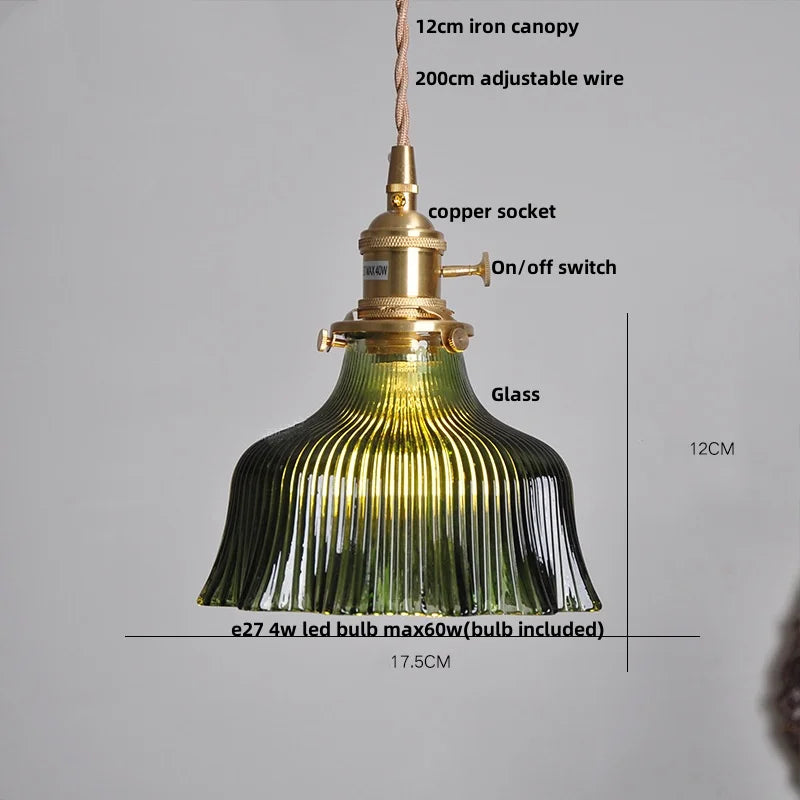 Nordic LED Pendant Light Green Glass Hanging Fixture - 4W(max60w) / Green 8 / CHINA