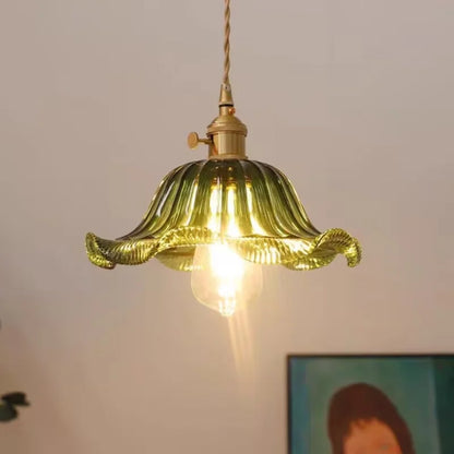 Nordic LED Pendant Light Green Glass Hanging Fixture
