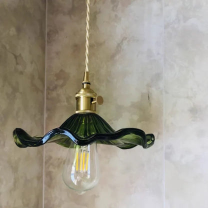 Nordic LED Pendant Light Green Glass Hanging Fixture