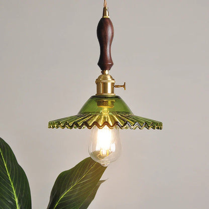 Nordic LED Pendant Light Green Glass Hanging Fixture