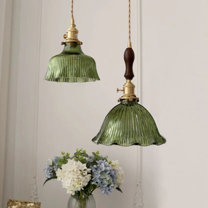 Nordic LED Pendant Light Green Glass Hanging Fixture