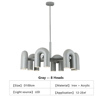 Nordic LED U Shape Ceiling Chandelier-Living Room Bedroom - Chandelier