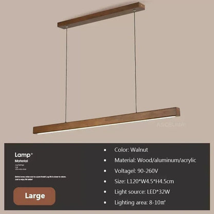 Nordic Linear Wood LED Pendant Light - Decorbites