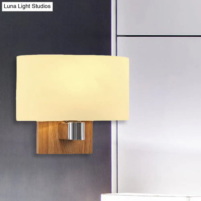 DecorBites™ DecorBites™ Nordic Living Room Sconce Lighting Fixture: Opal Glass Wall Light with Rectangle Shade & Wood Accent