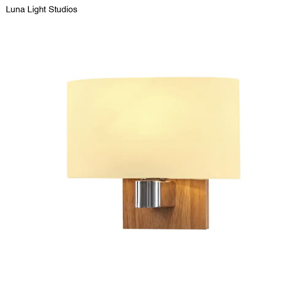 DecorBites™ DecorBites™ Nordic Living Room Sconce Lighting Fixture: Opal Glass Wall Light with Rectangle Shade & Wood Accent
