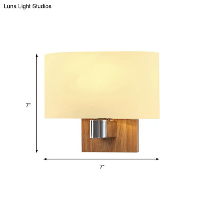 DecorBites™ DecorBites™ Nordic Living Room Sconce Lighting Fixture: Opal Glass Wall Light with Rectangle Shade & Wood Accent