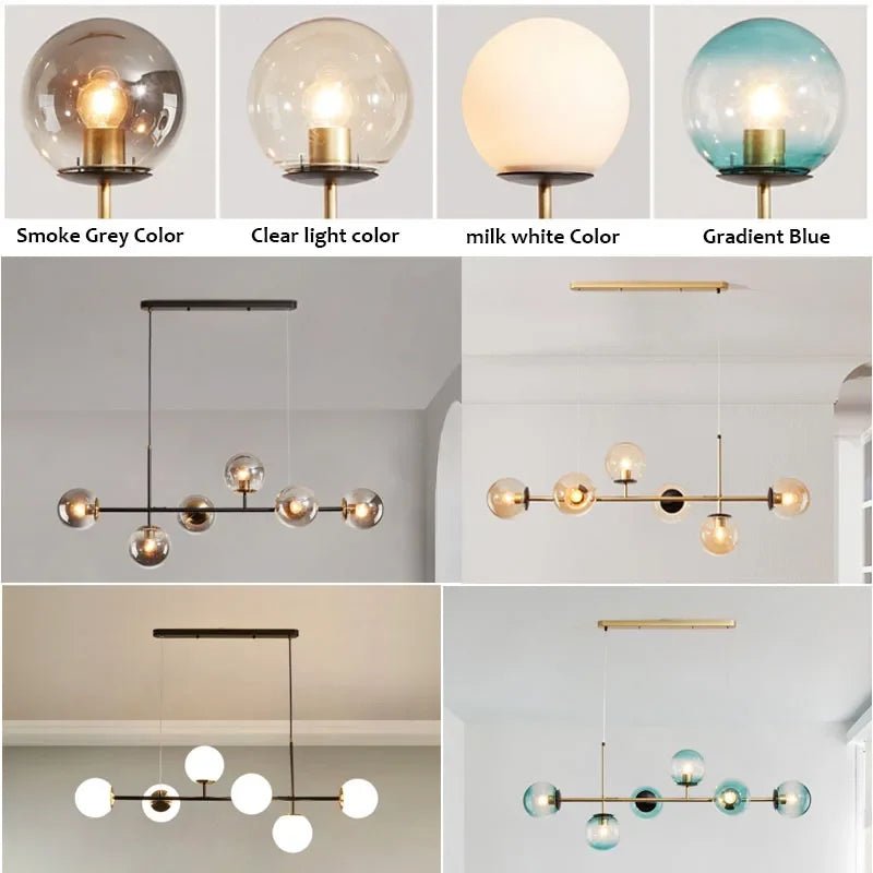 Nordic Long Bar Glass Globe Pendant Light - Decorbites