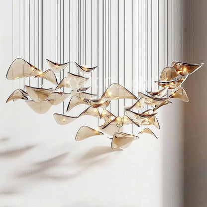 Nordic Lotus Leaf Art Glass Pendant Light - Decorbites