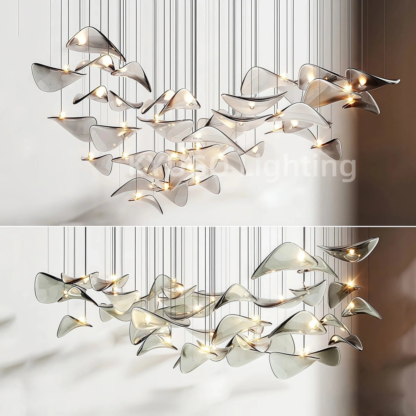 Nordic Lotus Leaf Art Glass Pendant Light - Decorbites