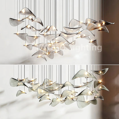 Nordic Lotus Leaf Art Glass Pendant Light - Decorbites