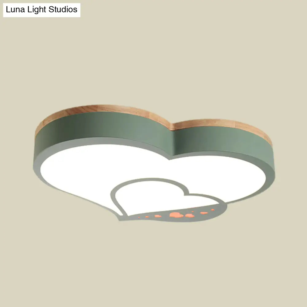 DecorBites™ DecorBites™ Nordic Love Shaped LED Flush Mount Ceiling Light for Kids Bedroom - Acrylic, White/Grey/Green-Wood