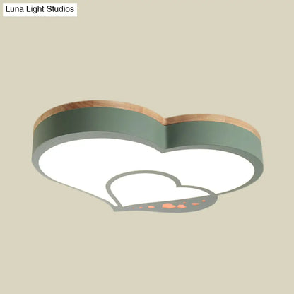 DecorBites™ DecorBites™ Nordic Love Shaped LED Flush Mount Ceiling Light for Kids Bedroom - Acrylic, White/Grey/Green-Wood