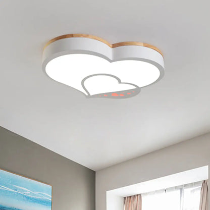 DecorBites™ DecorBites™ Nordic Love Shaped LED Flush Mount Ceiling Light for Kids Bedroom - Acrylic, White/Grey/Green-Wood