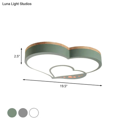 DecorBites™ DecorBites™ Nordic Love Shaped LED Flush Mount Ceiling Light for Kids Bedroom - Acrylic, White/Grey/Green-Wood