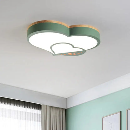 DecorBites™ DecorBites™ Nordic Love Shaped LED Flush Mount Ceiling Light for Kids Bedroom - Acrylic, White/Grey/Green-Wood