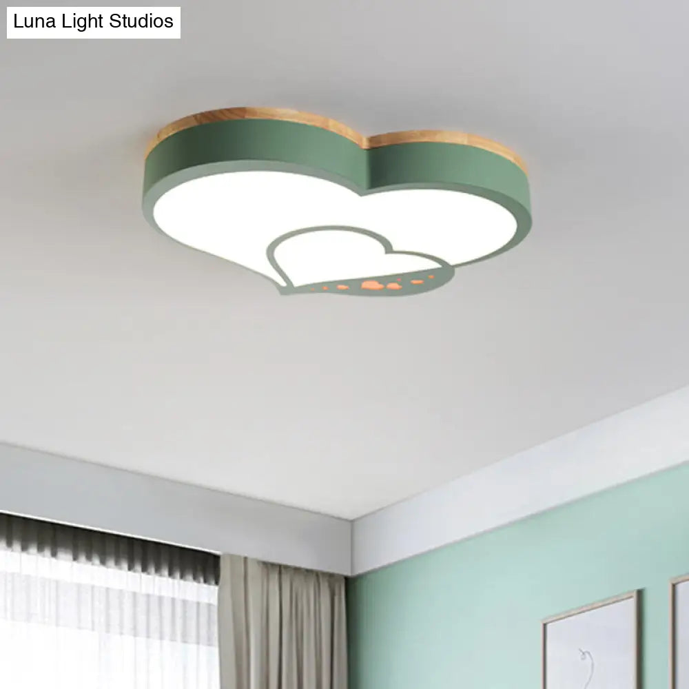 DecorBites™ DecorBites™ Nordic Love Shaped LED Flush Mount Ceiling Light for Kids Bedroom - Acrylic, White/Grey/Green-Wood