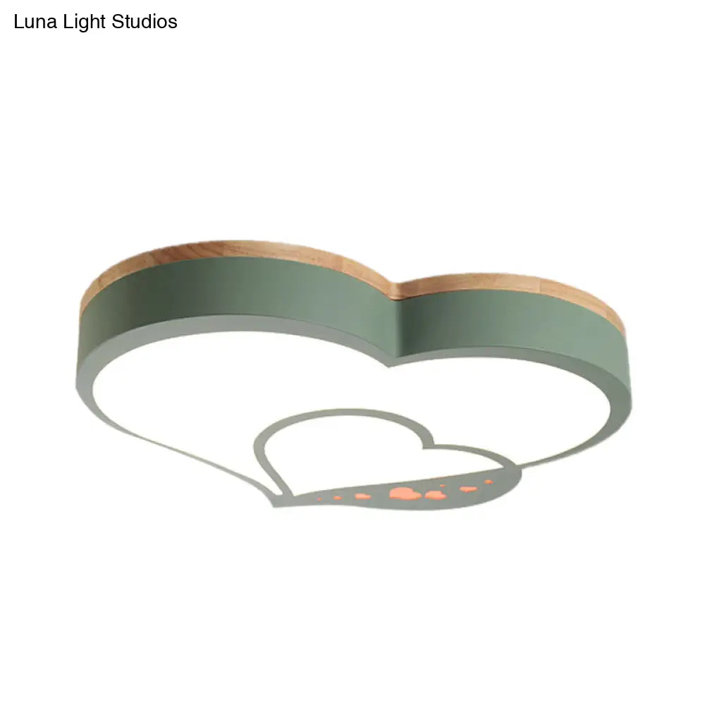 DecorBites™ DecorBites™ Nordic Love Shaped LED Flush Mount Ceiling Light for Kids Bedroom - Acrylic, White/Grey/Green-Wood
