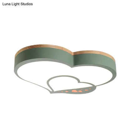 DecorBites™ DecorBites™ Nordic Love Shaped LED Flush Mount Ceiling Light for Kids Bedroom - Acrylic, White/Grey/Green-Wood