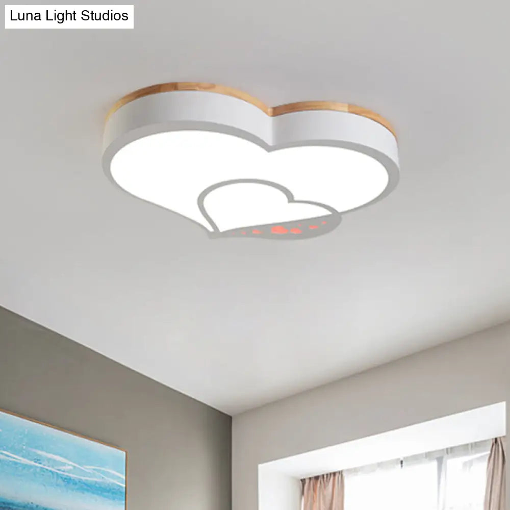 DecorBites™ DecorBites™ Nordic Love Shaped LED Flush Mount Ceiling Light for Kids Bedroom - Acrylic, White/Grey/Green-Wood