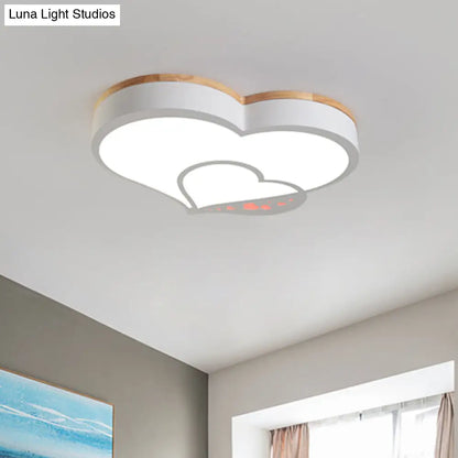 DecorBites™ DecorBites™ Nordic Love Shaped LED Flush Mount Ceiling Light for Kids Bedroom - Acrylic, White/Grey/Green-Wood
