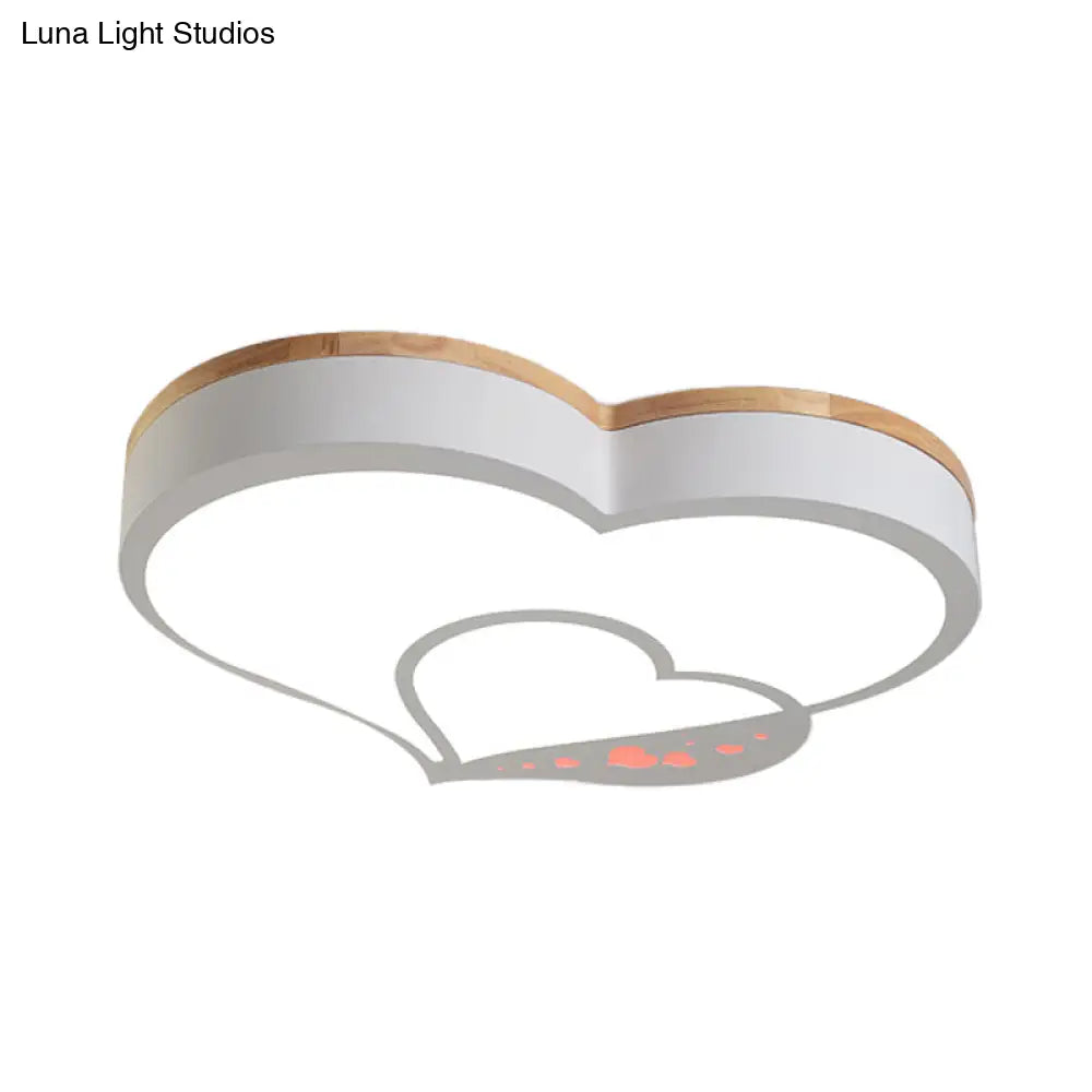 DecorBites™ DecorBites™ Nordic Love Shaped LED Flush Mount Ceiling Light for Kids Bedroom - Acrylic, White/Grey/Green-Wood