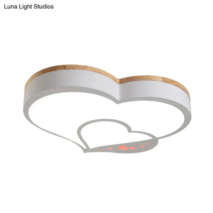 DecorBites™ DecorBites™ Nordic Love Shaped LED Flush Mount Ceiling Light for Kids Bedroom - Acrylic, White/Grey/Green-Wood