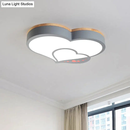 DecorBites™ DecorBites™ Nordic Love Shaped LED Flush Mount Ceiling Light for Kids Bedroom - Acrylic, White/Grey/Green-Wood