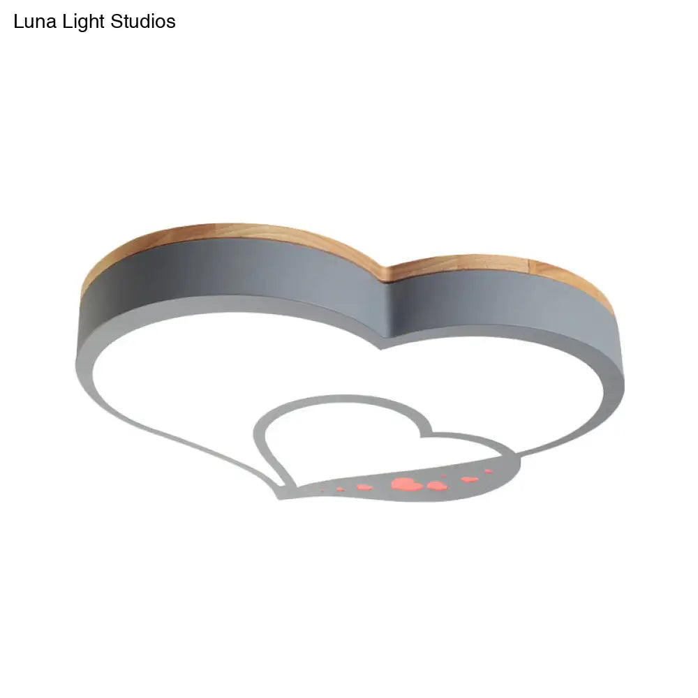 DecorBites™ DecorBites™ Nordic Love Shaped LED Flush Mount Ceiling Light for Kids Bedroom - Acrylic, White/Grey/Green-Wood