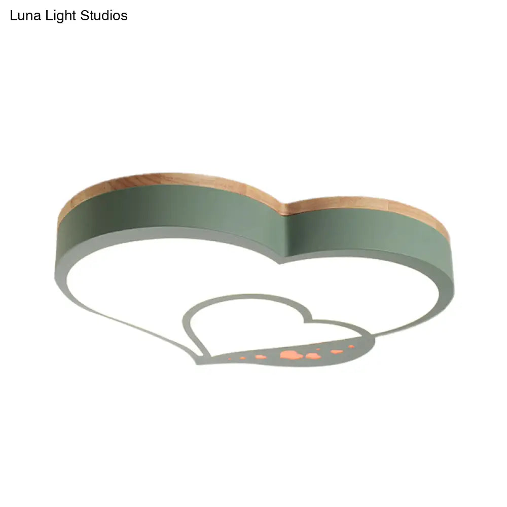 DecorBites™ DecorBites™ Nordic Love Shaped LED Flush Mount Ceiling Light for Kids Bedroom - Acrylic, White/Grey/Green-Wood