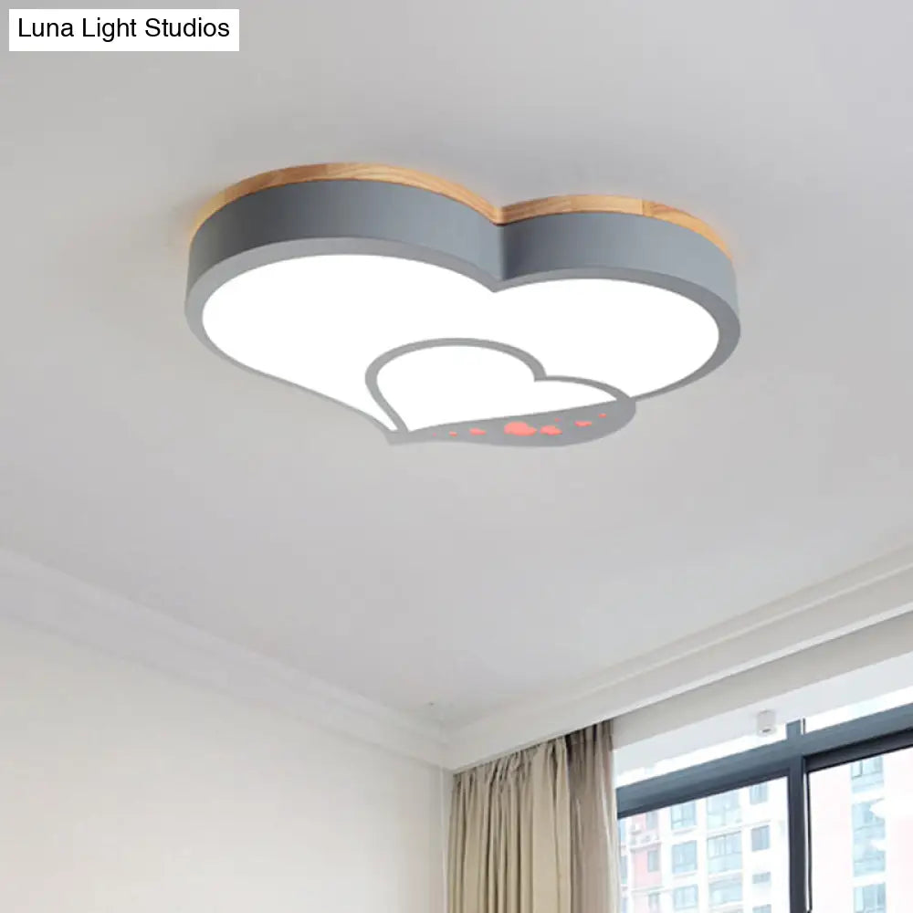 DecorBites™ DecorBites™ Nordic Love Shaped LED Flush Mount Ceiling Light for Kids Bedroom - Acrylic, White/Grey/Green-Wood
