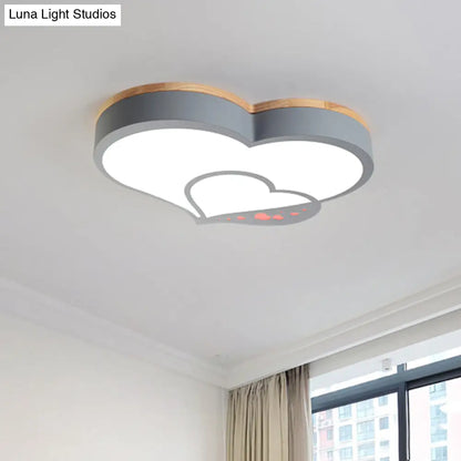 DecorBites™ DecorBites™ Nordic Love Shaped LED Flush Mount Ceiling Light for Kids Bedroom - Acrylic, White/Grey/Green-Wood