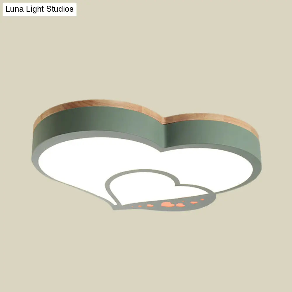 DecorBites™ DecorBites™ Nordic Love Shaped LED Flush Mount Ceiling Light for Kids Bedroom - Acrylic, White/Grey/Green-Wood