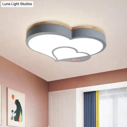 DecorBites™ DecorBites™ Nordic Love Shaped LED Flush Mount Ceiling Light for Kids Bedroom - Acrylic, White/Grey/Green-Wood