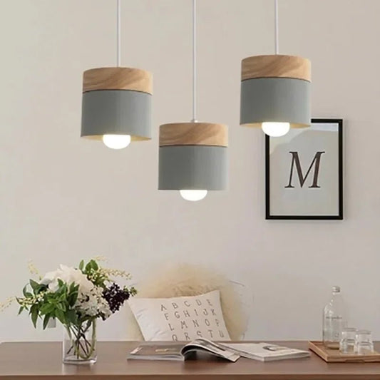 Nordic Macaron Wood & Iron Pendant Light - Decorbites