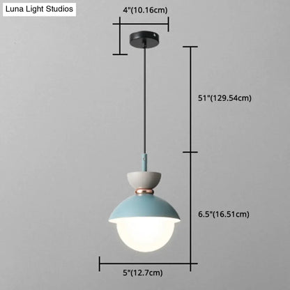 Nordic Macaroon Style Pendant Light with Frosted Glass Shade for Dining Room and Bedroom