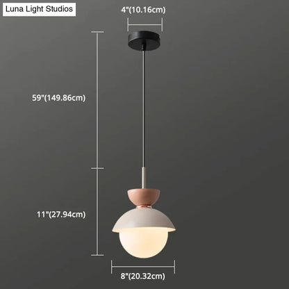 Nordic Macaroon Style Pendant Light with Frosted Glass Shade for Dining Room and Bedroom