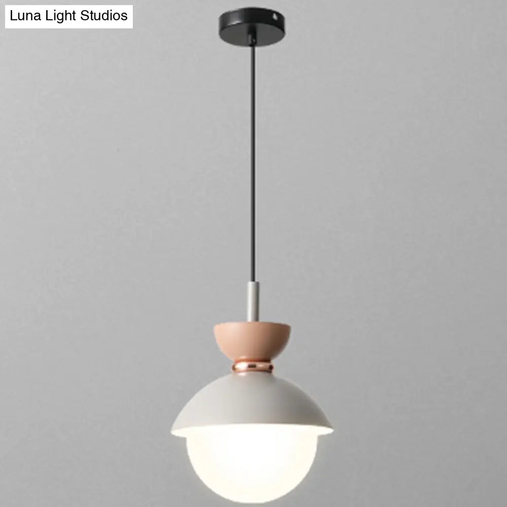 Nordic Macaroon Style Pendant Light with Frosted Glass Shade for Dining Room and Bedroom