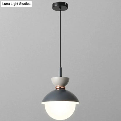 Nordic Macaroon Style Pendant Light with Frosted Glass Shade for Dining Room and Bedroom