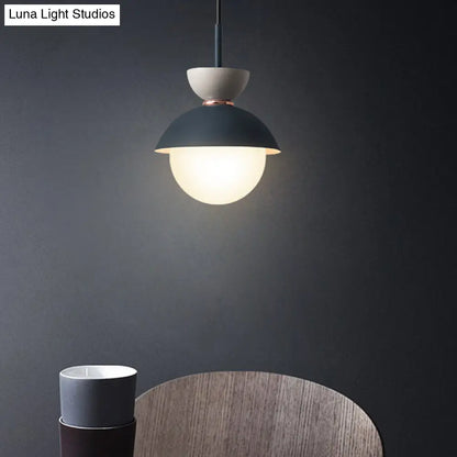 Nordic Macaroon Style Pendant Light with Frosted Glass Shade for Dining Room and Bedroom