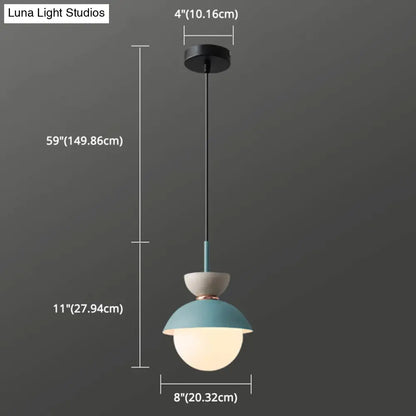 Nordic Macaroon Style Pendant Light with Frosted Glass Shade for Dining Room and Bedroom