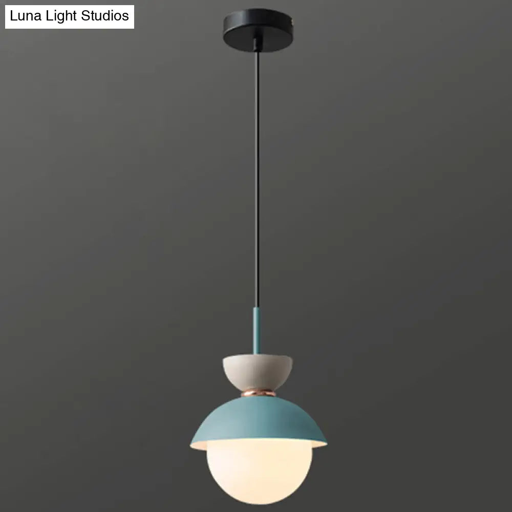 Nordic Macaroon Style Pendant Light with Frosted Glass Shade for Dining Room and Bedroom