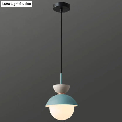 Nordic Macaroon Style Pendant Light with Frosted Glass Shade for Dining Room and Bedroom