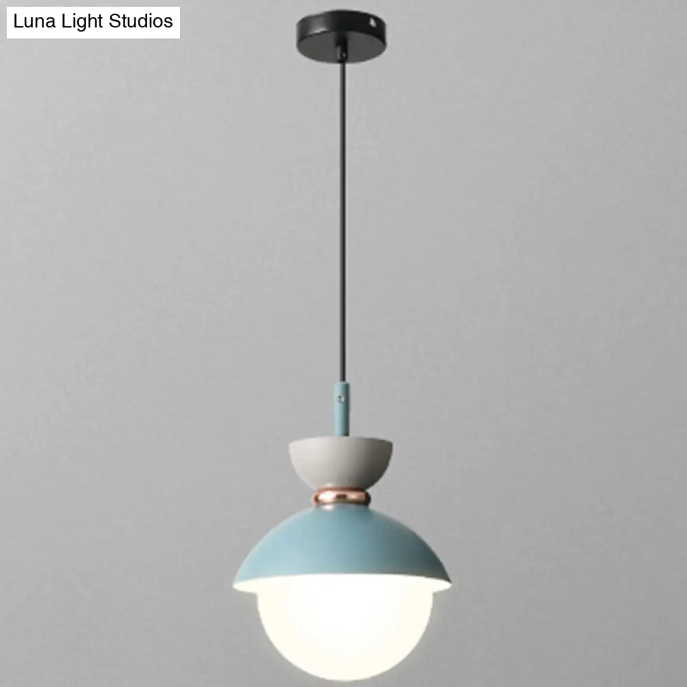 Nordic Macaroon Style Pendant Light with Frosted Glass Shade for Dining Room and Bedroom